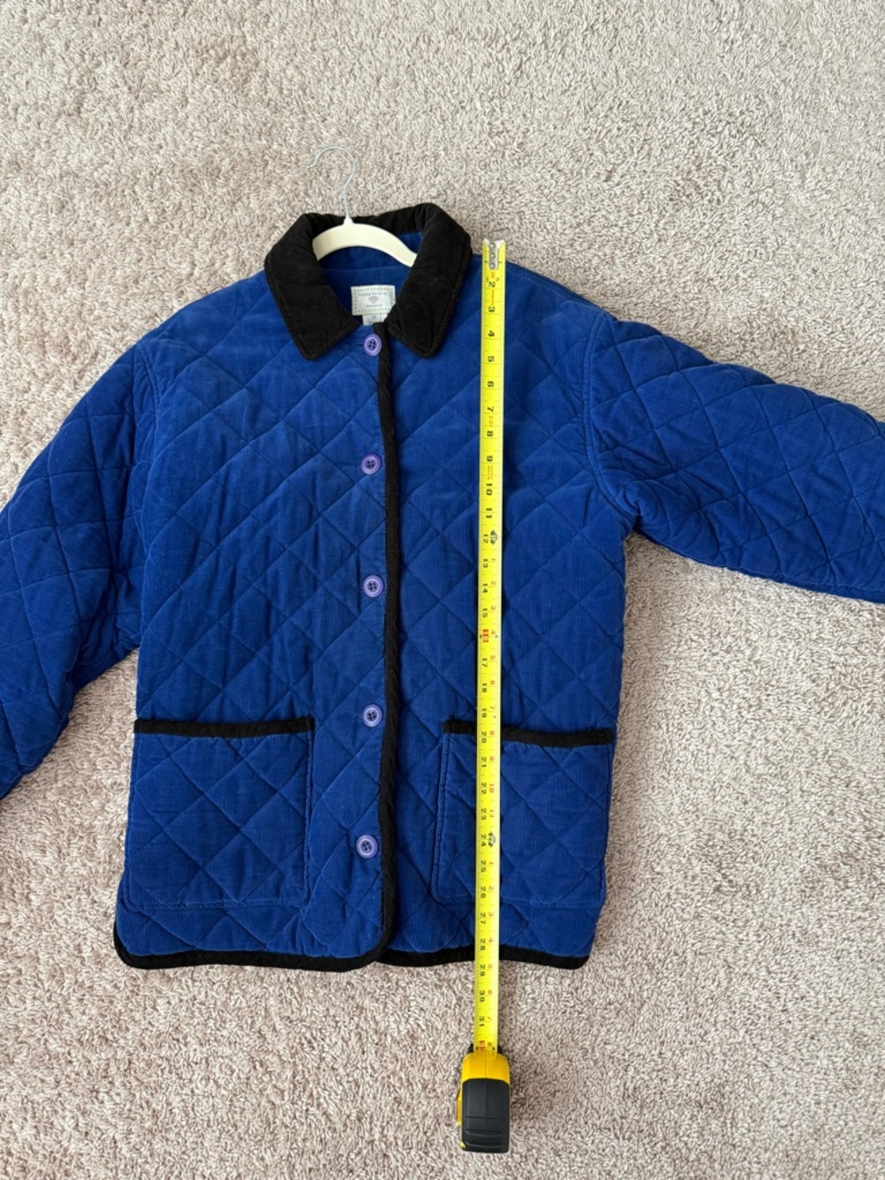 Susan Bristol Vintage Blue Quilted Barn Jacket with Black Corduroy Trim Med - Picture 7 of 15